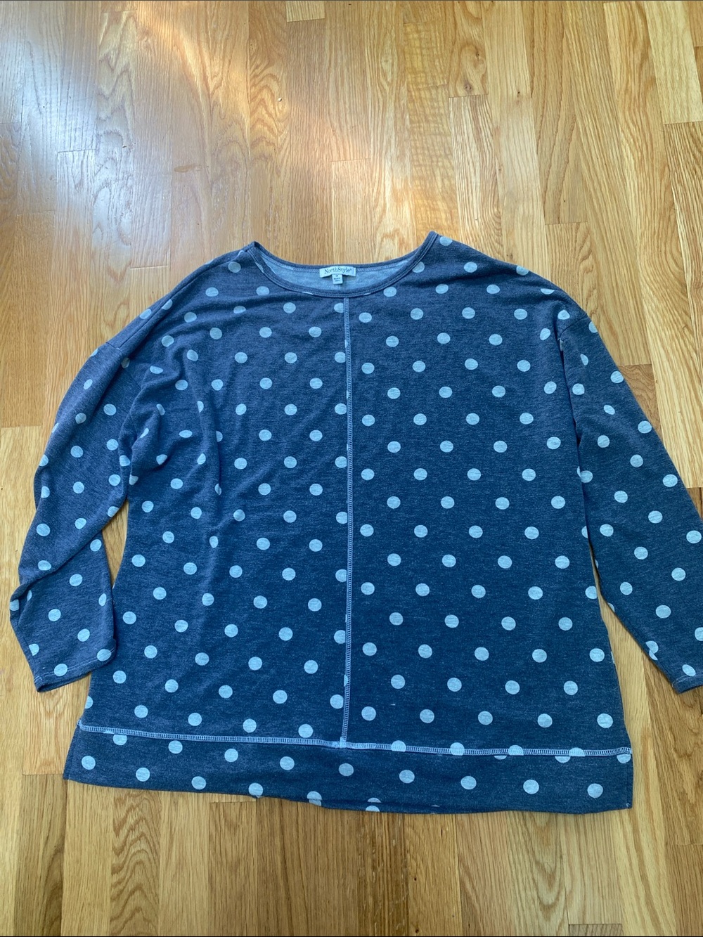 NorthStyle Navy Crewneck Sweater with Light Blue Polka Dot Pattern